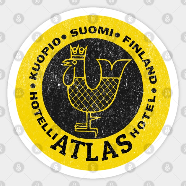 Retro Luggage Label Atlas Hotel Kuopio Suomi Finland Sticker by Yesteeyear